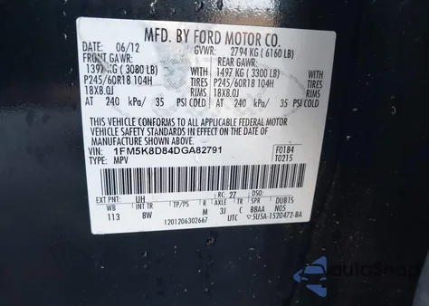 2013 Ford Explorer Xlt from USA, damaged, VIN 1FM5K8D84DGA82791